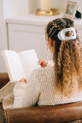 Medium White Flat Round Hair Clip