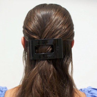 Medium Black Flat Rectangle Hair Clip