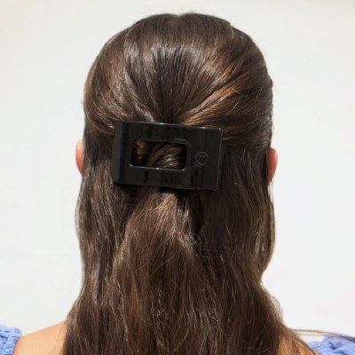 Small Black Flat Rectangle Hair Clip