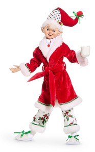16" Elf Wearing a Red Robe Figurine