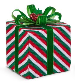 6" Red and Green Stripe Box Statue