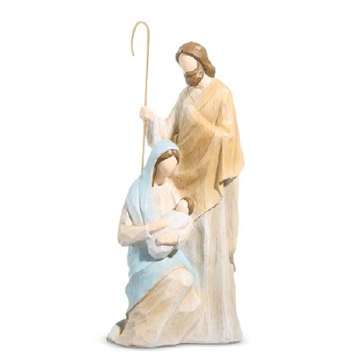 15" Multipastel Polyresin Holy Family Statue