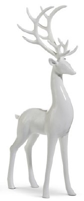 17" White Polyresin Reindeer Standing Figurine