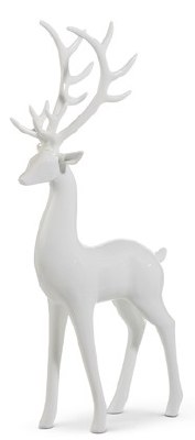 15" White Polyresin Reindeer Standing Figurine
