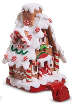 6" Multicolor Two Story Gingerbread House Stocking Holder