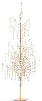 30" Gold and Faux Pearl Drip Tree