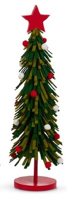 15" Green and Red Felt Tree Statue