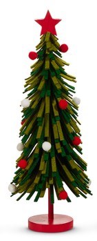 13" Green and Red Felt Tree Statue