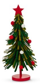 10" Green and Red Felt Tree Statue