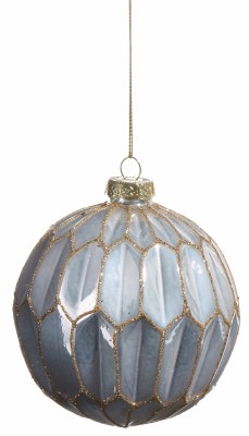 4' White and Gold Glass Ball Ornament