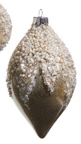 6" Gold, Silver, and Pearl Glass Diamond Ornament