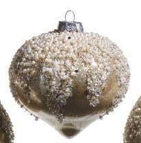 4" Gold, Silver, and Pearl Glass Onion Ornament
