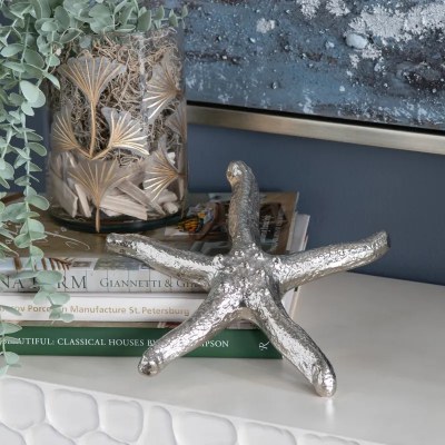 Small Silver Metal Starfish Coastal Figurine