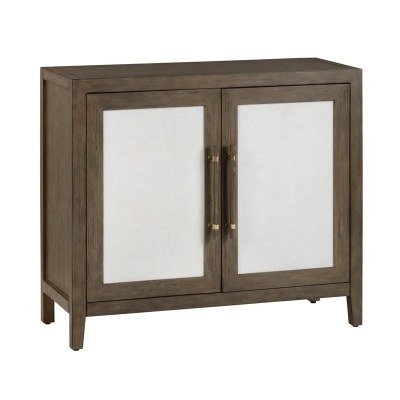 39" Brown Two White Fabric Door Cabinet