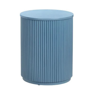 18" Round Blue Ribbed End Table