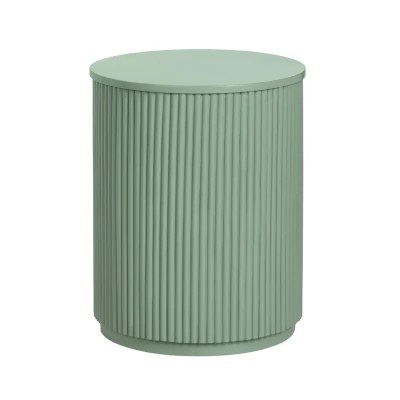 18" Round Green Ribbed End Table