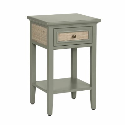 27" Green and Natural Woven One Drawer End Table