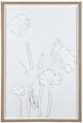 49" x 33" White Poppies Framed Plaque
