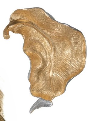 15" Wide Gold Inside and Silver Outside Polyresin Leaf Wall Art Plaque