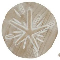 9" White Washed Sand Dollar Coastal Wood Wall Art Plaque