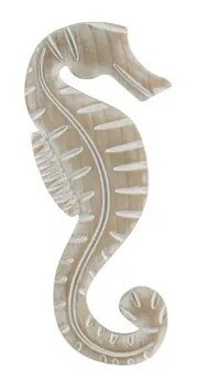 13" White Washed Seahorse Coastal Wood Wall Art Plaque