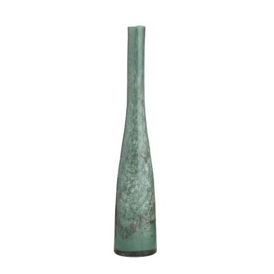 18" Slim Green Glass Decorative Vase