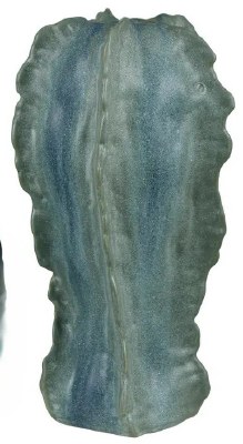 15" Blue and Green Ceramic Flange Decorative Vase