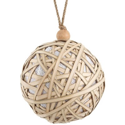 4" Natural Rattan Wrap Orb Ornament