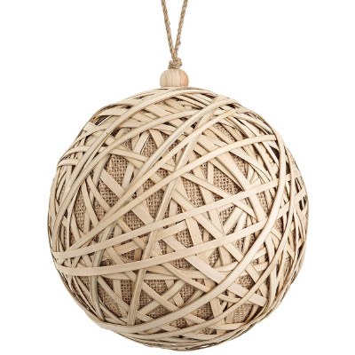 6" Natural Rattan Wrap Orb Ornament