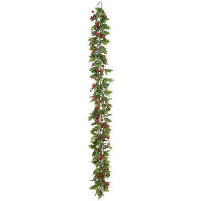 6' Faux Red and Green Holly Garland