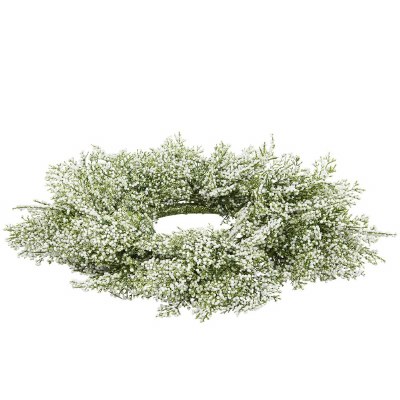 6" Opening Faux Green and White Berries Candle Ring