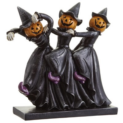 10" Dancing Jack-O-Lantern Ladies Polyresin Halloween Statue
