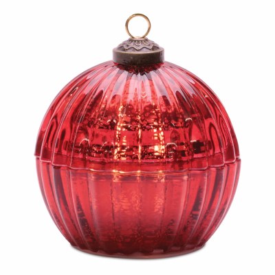 4" LED Red Glass Ornament Candle