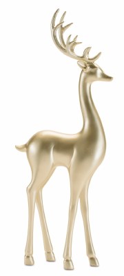 16" Gold Polyresin Reindeer Facing Forward Polyresin Figurine