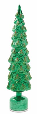 19" LED Green Glass Christmas Tree