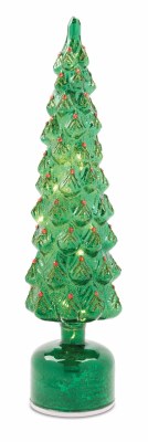 16" LED Green Slim Glass Christmas Tree
