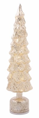 19" LED Distressed Silver Slim Glass Christmas Tree