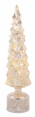 16" LED Distressed Silver Slim Glass Christmas Tree