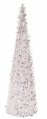 24" Silver Tinsel Cone Christmas Tree