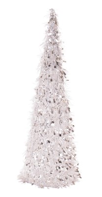 16" Silver Tinsel Cone Christmas Tree