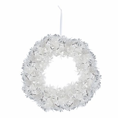 6" Opening Silver Tinsel Candle Ring