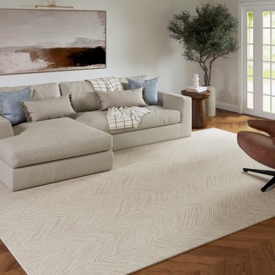 5' x 7.9' Beige and Ivory Scapes Rug