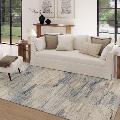 5' x 7.9' Blue and Beige Stria Rug