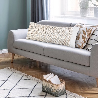 14" x 36" Jute Dots and White Decorative Pillow