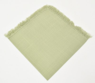 20" Sq Sage Hemstitch Fringe Edge Cloth Napkin