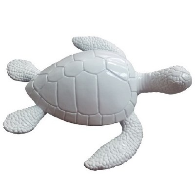 8" White Polyresin Coastal Sea Turtle Figurine
