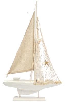 28" Natural Sailboat With Shells