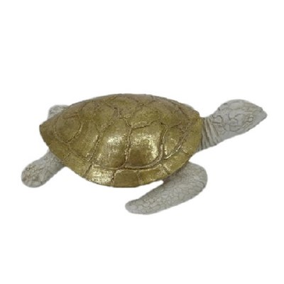 9" Gold and White Coastal Sea Turtle Figurine