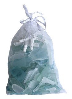6" Bag of Two Toned Green Seaglass