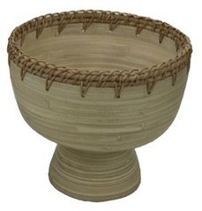10" Round Natural Bamboo Footed Bowl